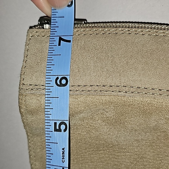 UGG Seline Boots Knee High Tall Wedge Suede Sheepskin Shearling Sand Boho 9 - Picture 13 of 16